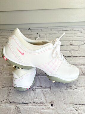 Nike Power Channel TAC Spikes Women's Golf Shoes - Pink/White Plaid Size 8 EUC